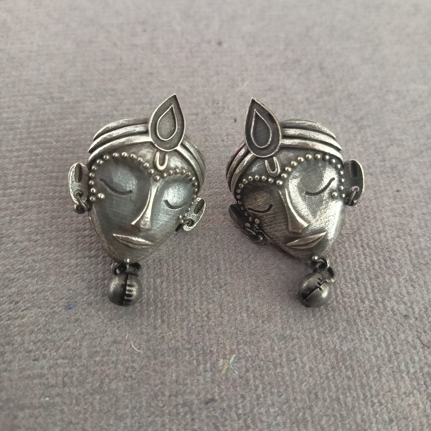 Krishna face ghungroo stud earring