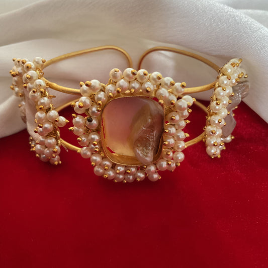 Yalina baroque gajra pearl gold plated handmade adjustable kada