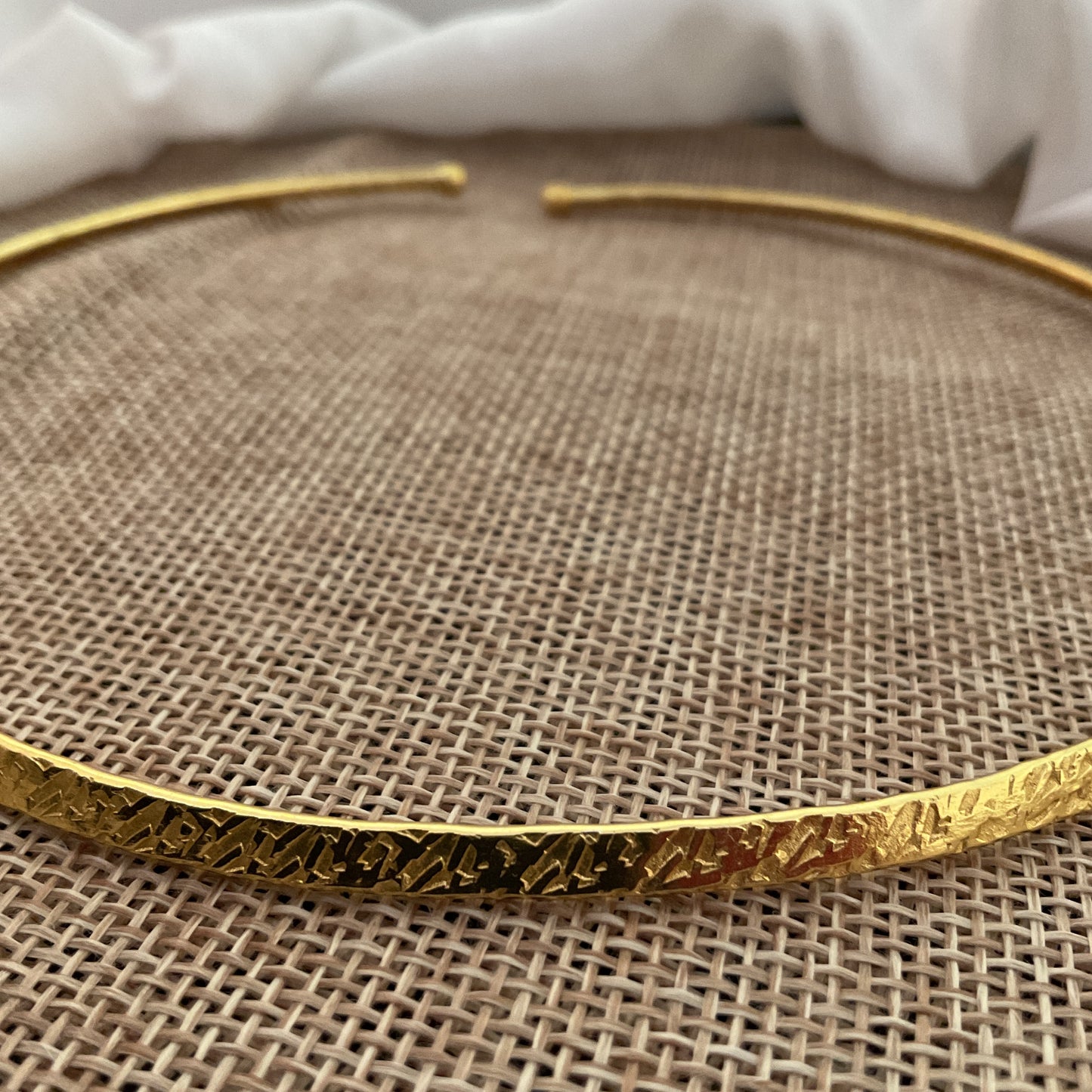 Farah carved gold plated brass hasuli necklace