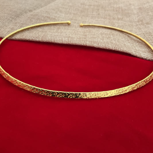 Farah carved gold plated brass hasuli necklace