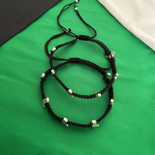 Bird silver plated macrame adjustable pair of anklet (set of 2)