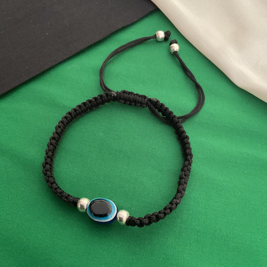 Evil eye macrame adjustable anklet