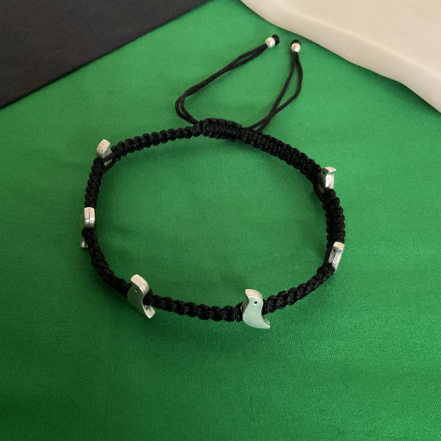 Bird silver plated macrame adjustable anklet