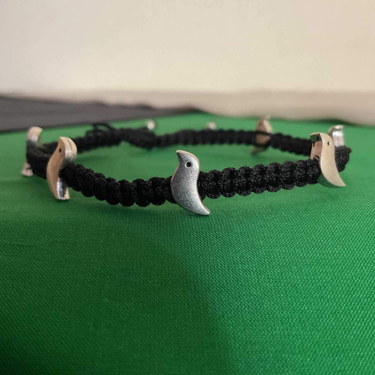 Bird silver plated macrame adjustable pair of anklet (set of 2)