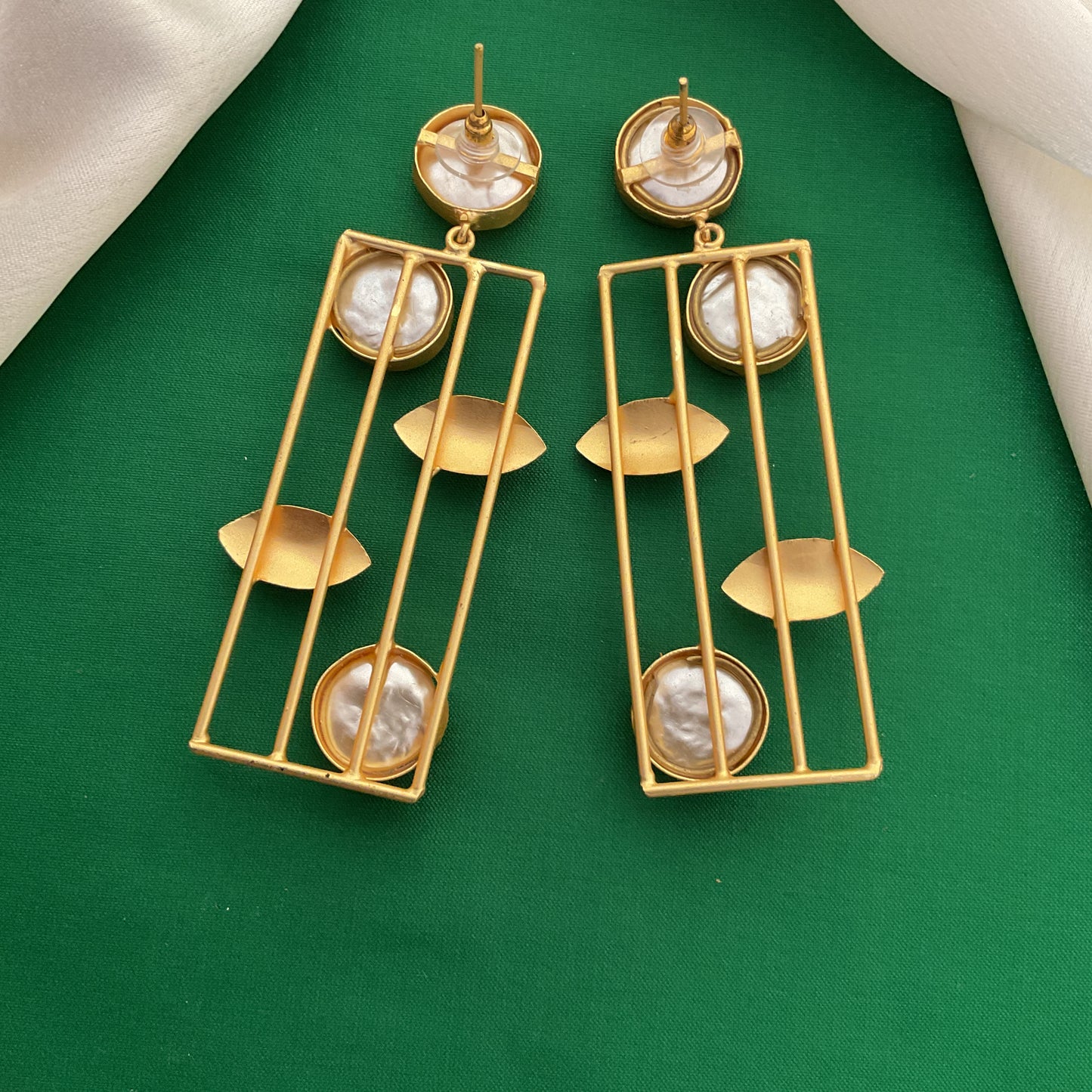 Carol baroque gold plated cage dangler earring for women