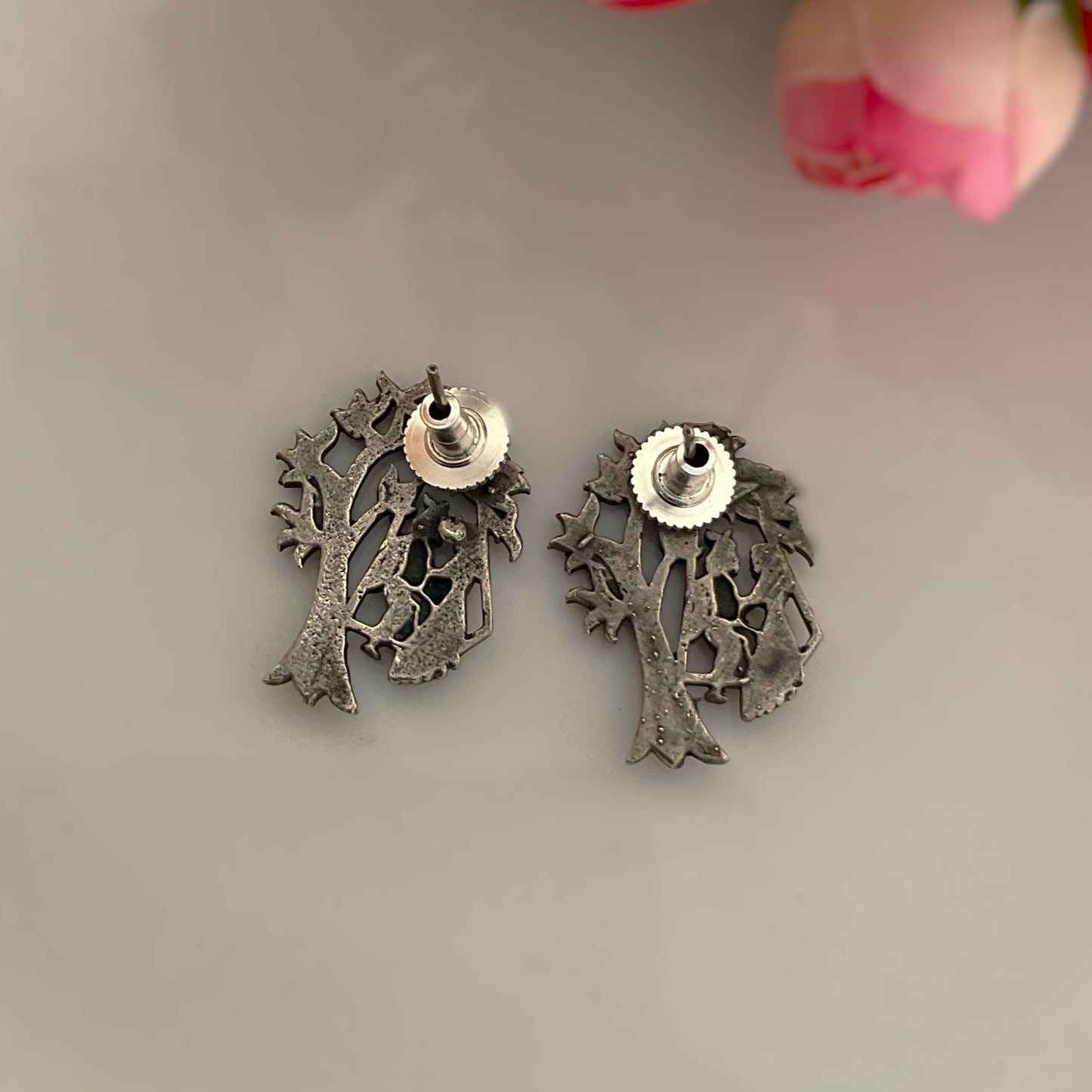 radhakrishna silver plated stud earring
