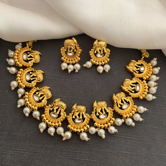 Aahat gaj pearl necklace set