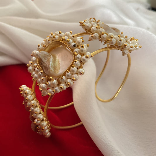 Yalina baroque gajra pearl gold plated handmade adjustable kada