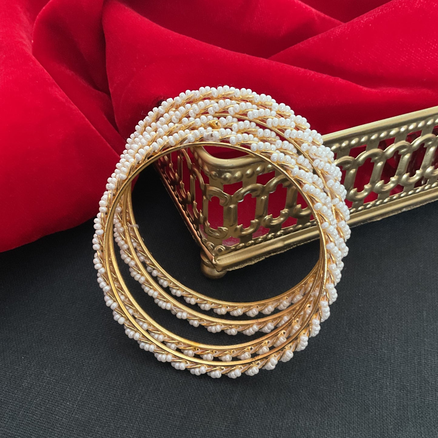 Shramika pearl jadau bangles(set of 4)