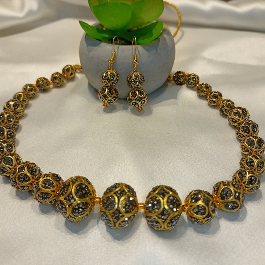 Akhila golden beads neck mala