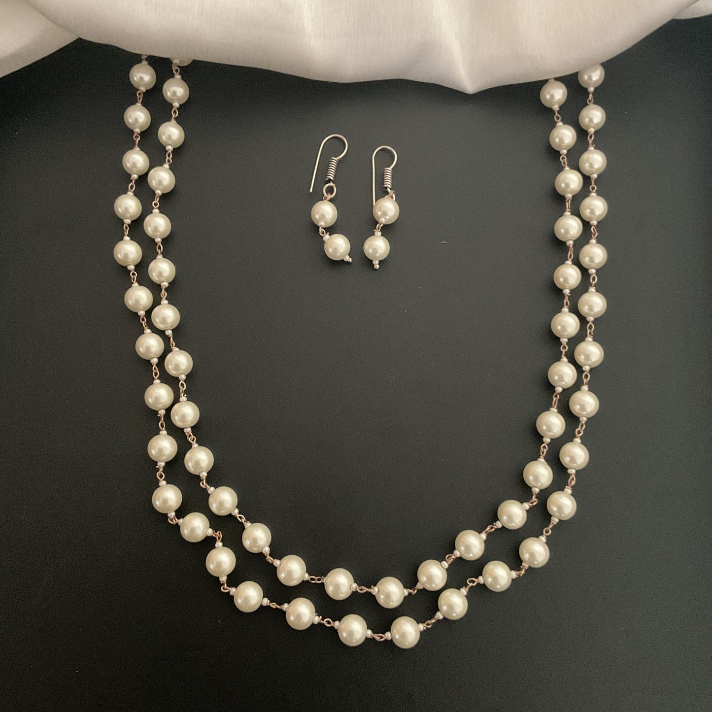 Anaya white pearl 2 layer white mala set