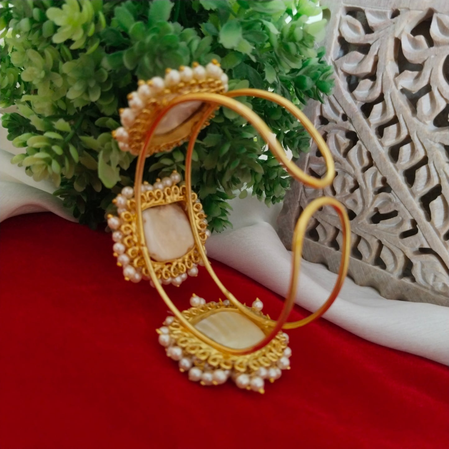 Yalina baroque gajra pearl gold plated handmade adjustable kada