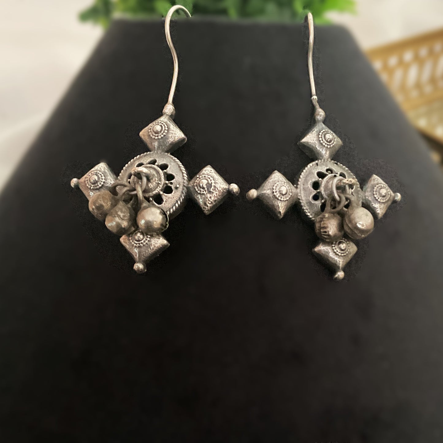 Aashmi ghungroo silver plated hook earrings