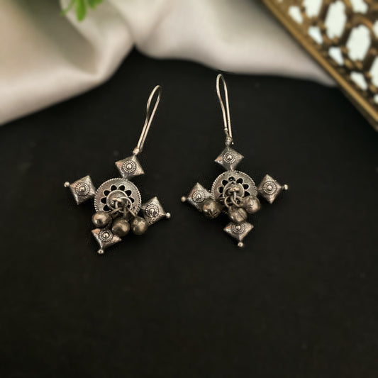 Aashmi ghungroo silver plated hook earrings