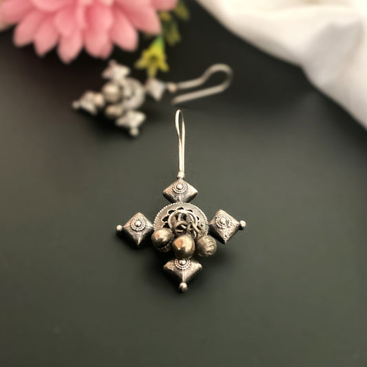 Aashmi ghungroo silver plated hook earrings