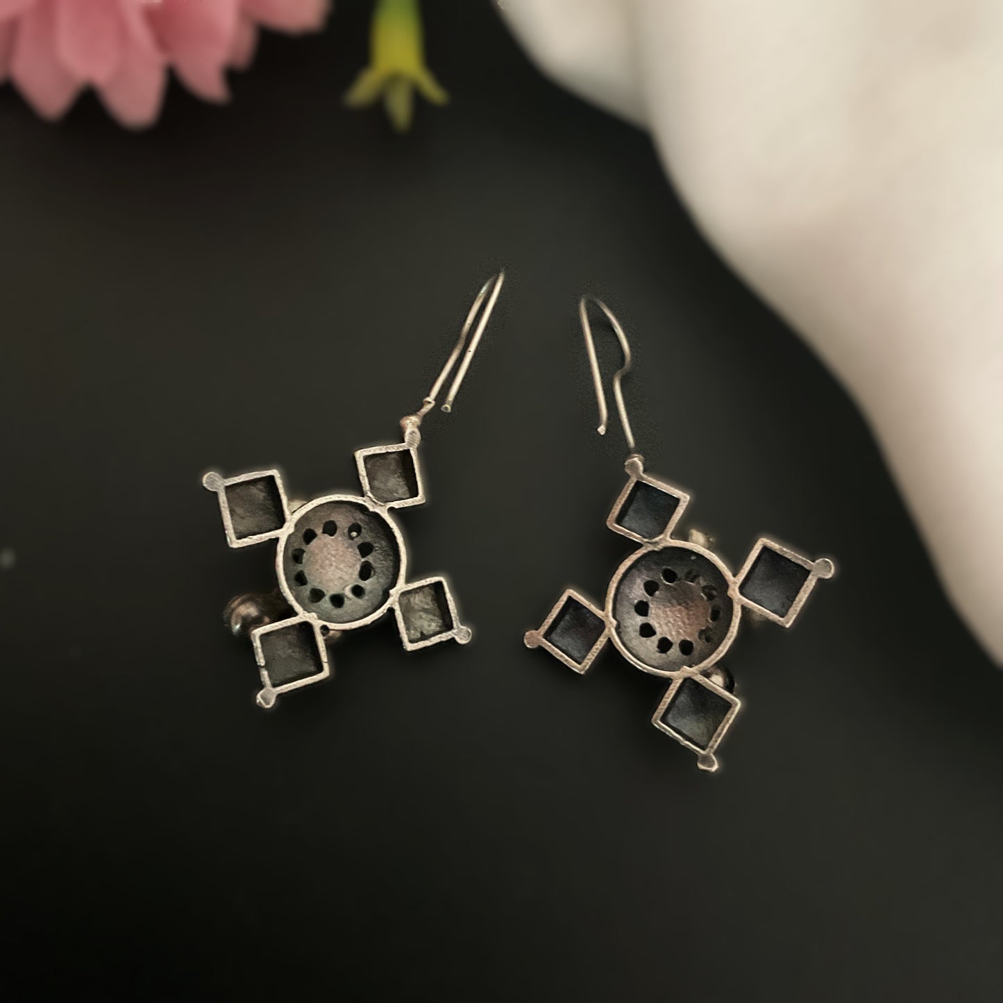 Aashmi ghungroo silver plated hook earrings