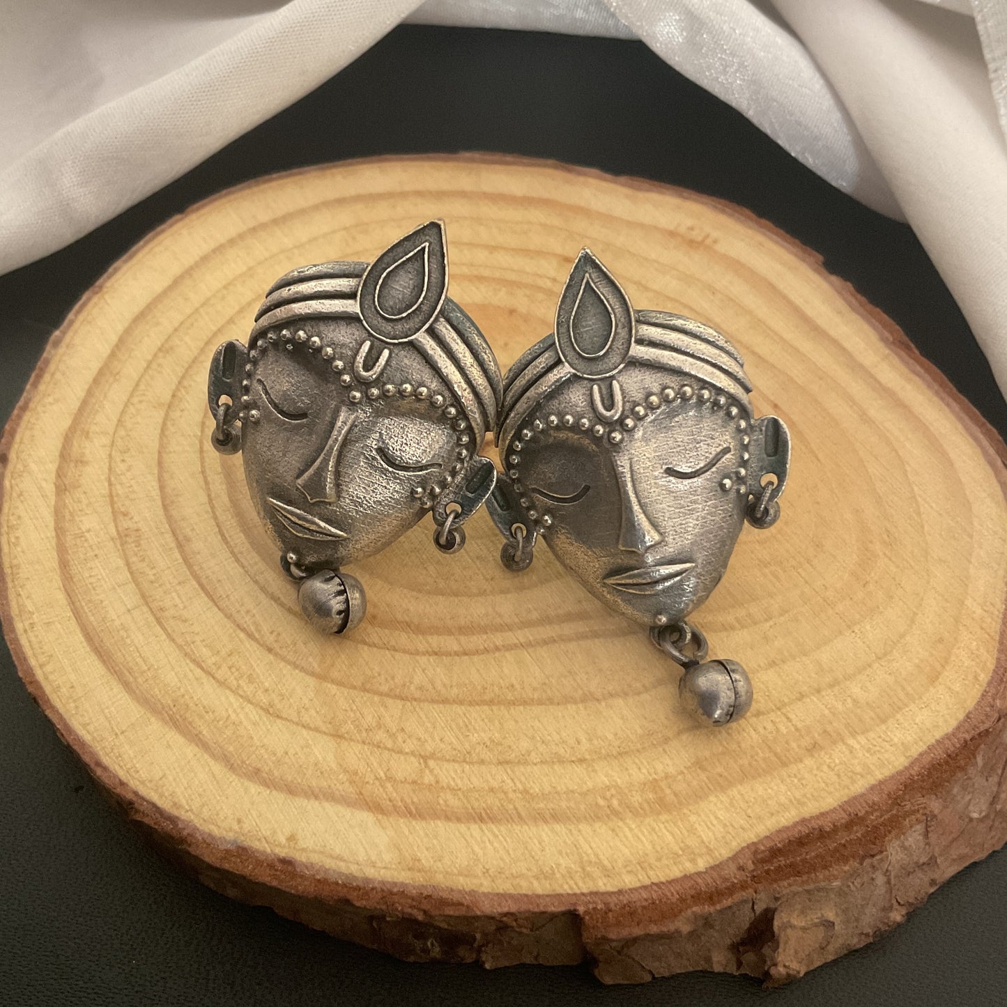 Krishna face ghungroo stud earring
