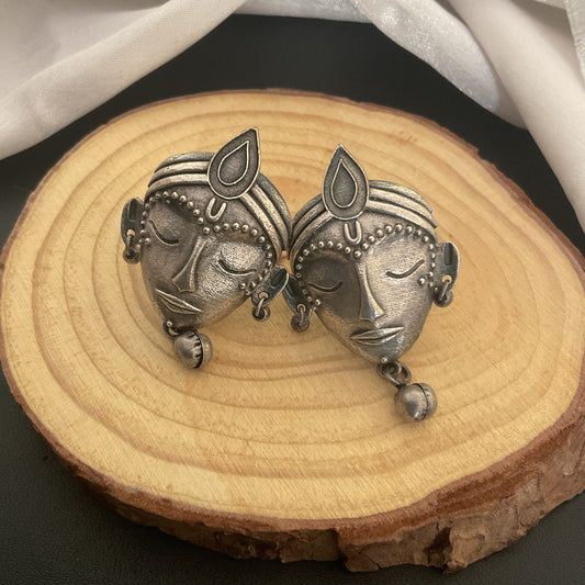 Krishna face ghungroo stud earring