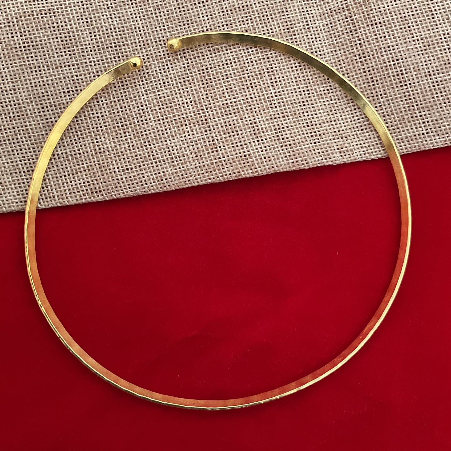 Farah carved gold plated brass hasuli necklace