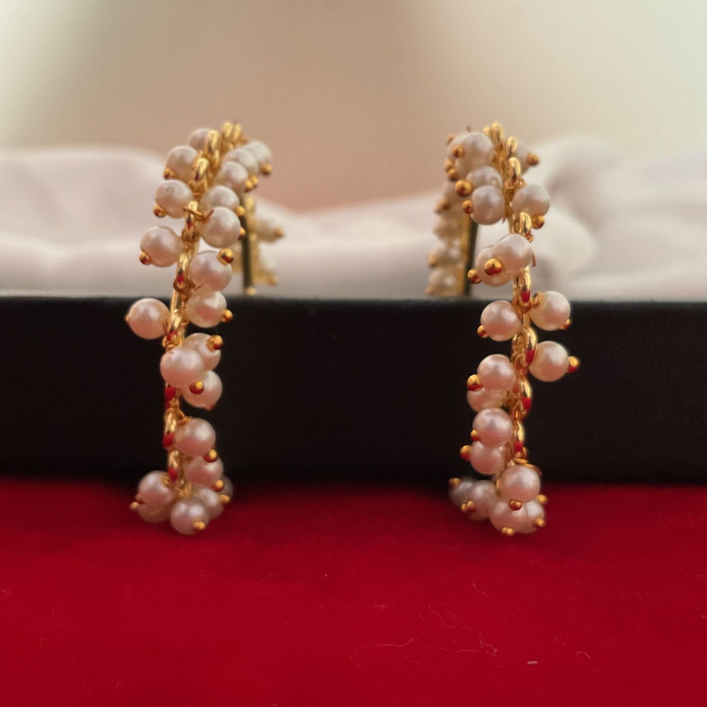 Ditya 18KT Gold Plated Pearl Half Hoop Earrings for Women