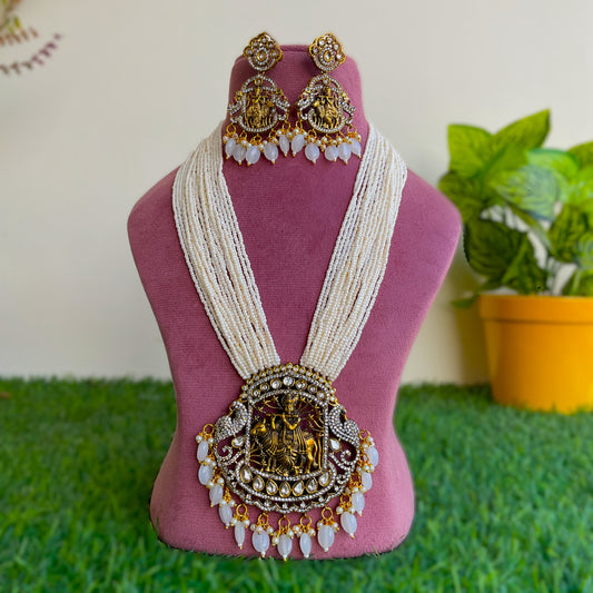 Govinda pearl polki angique gold plated necklace set
