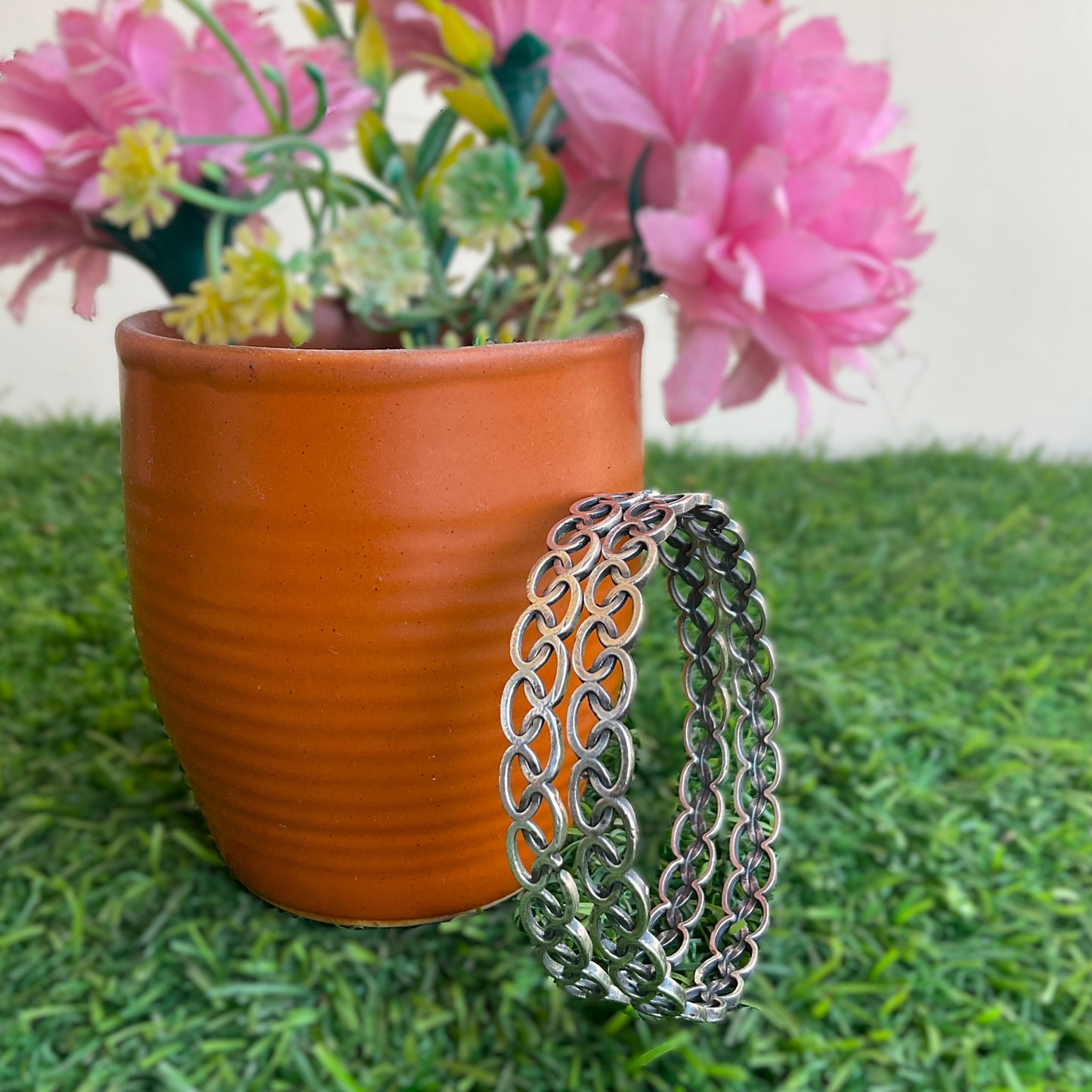 Bhini silver plated chain pair of  bangles ( set of 2)