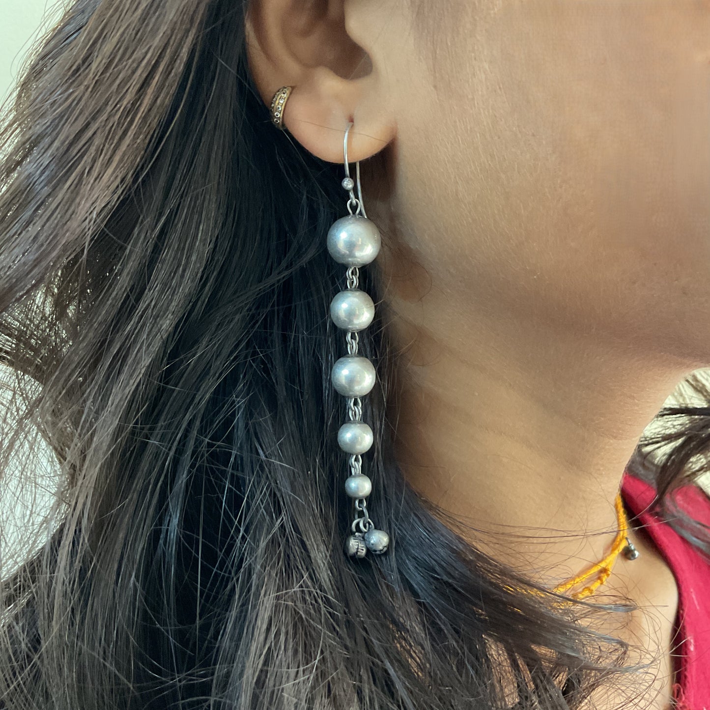 Mehrunisa doli painted silver plated ball chain necklace set for women