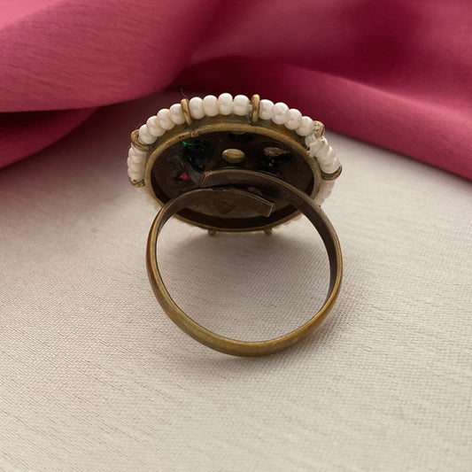 paavani multicolour apala polish round finger ring for women