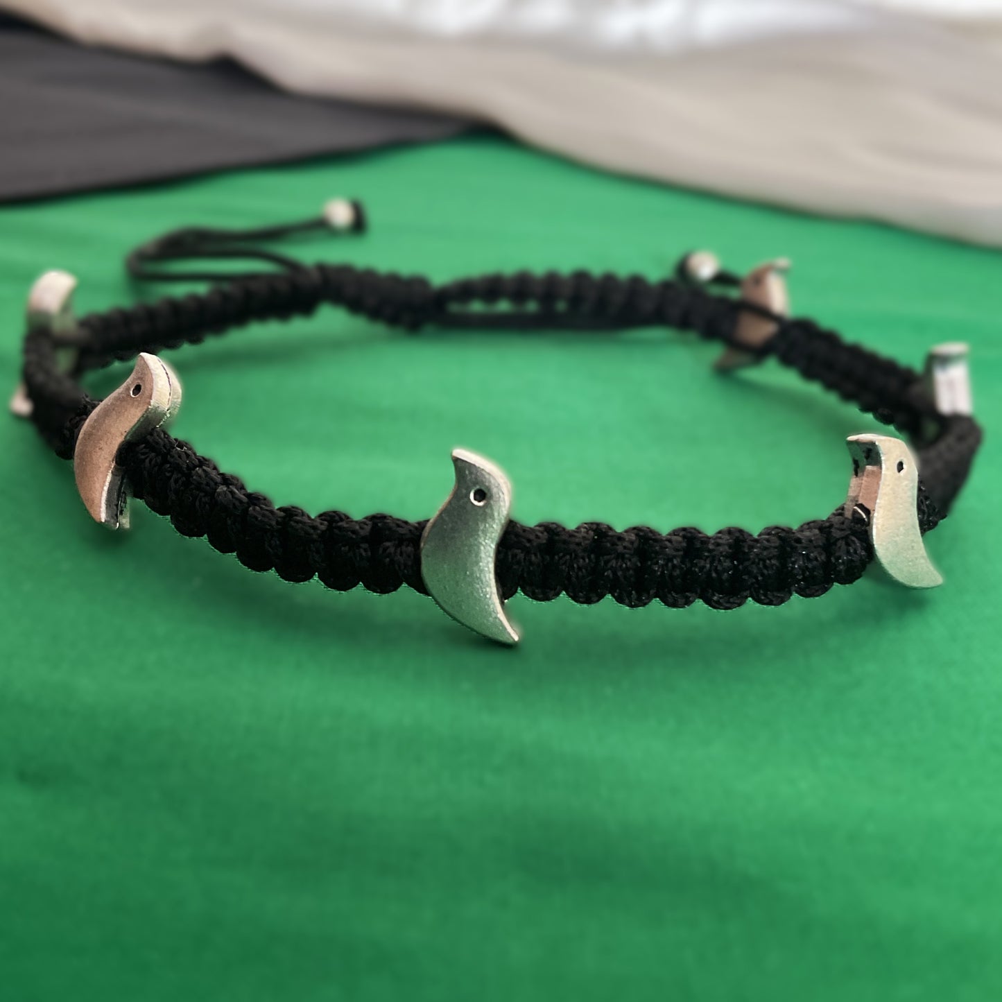 Bird silver plated macrame adjustable anklet