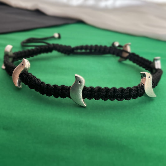 Bird silver plated macrame adjustable anklet