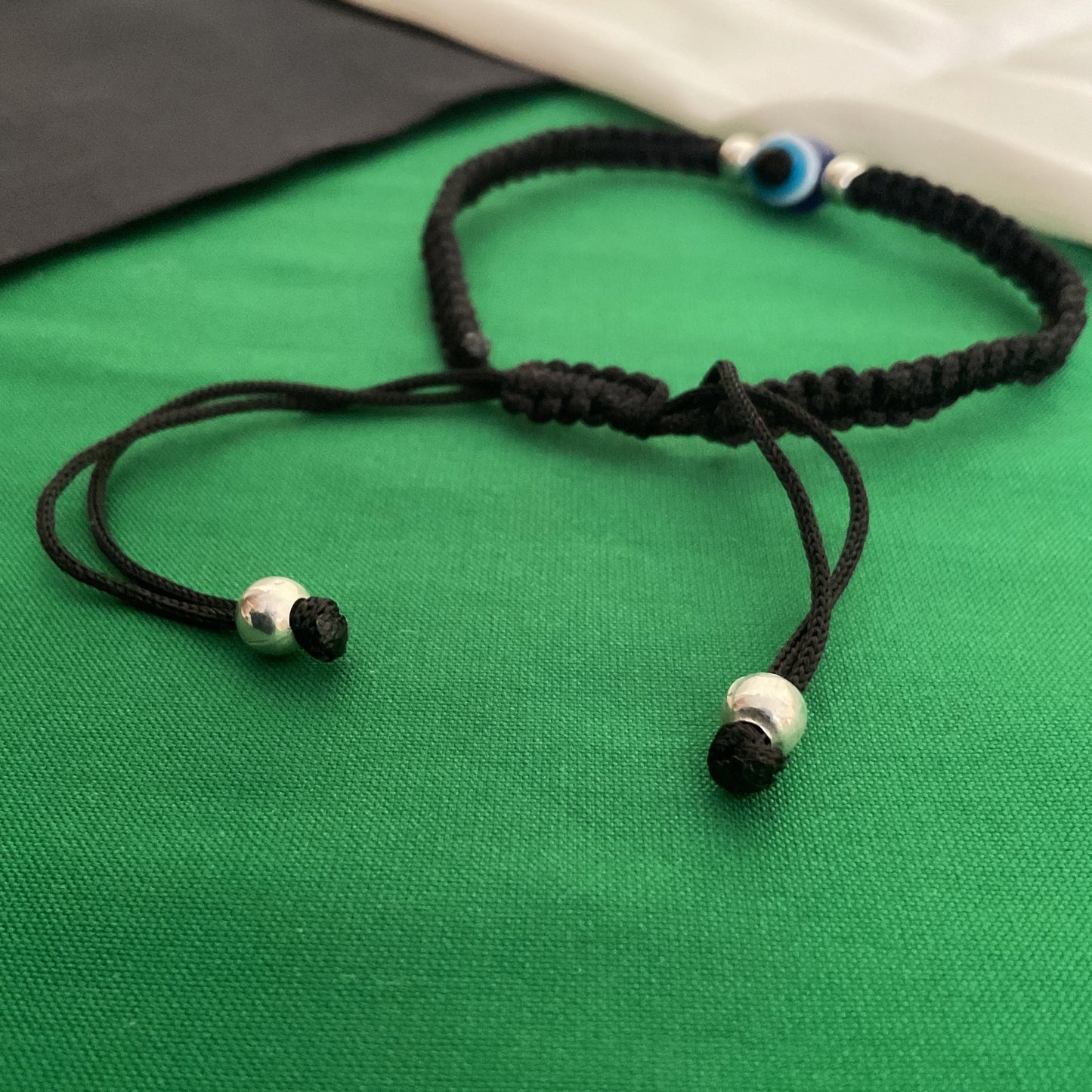 Evil eye macrame adjustable pair of anklet (set of 2)