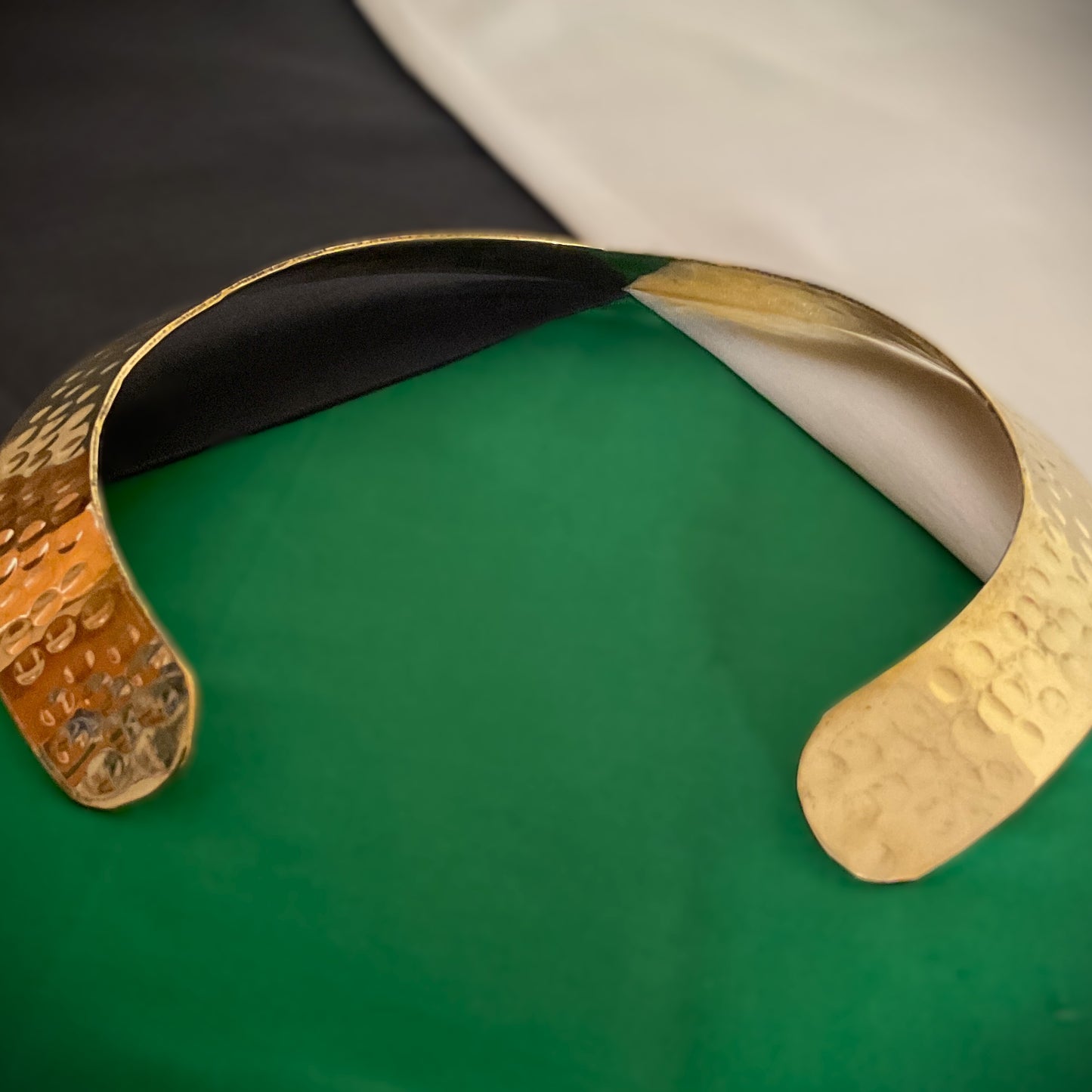 Vrinda hammered brass plated broad hasuli necklace for women