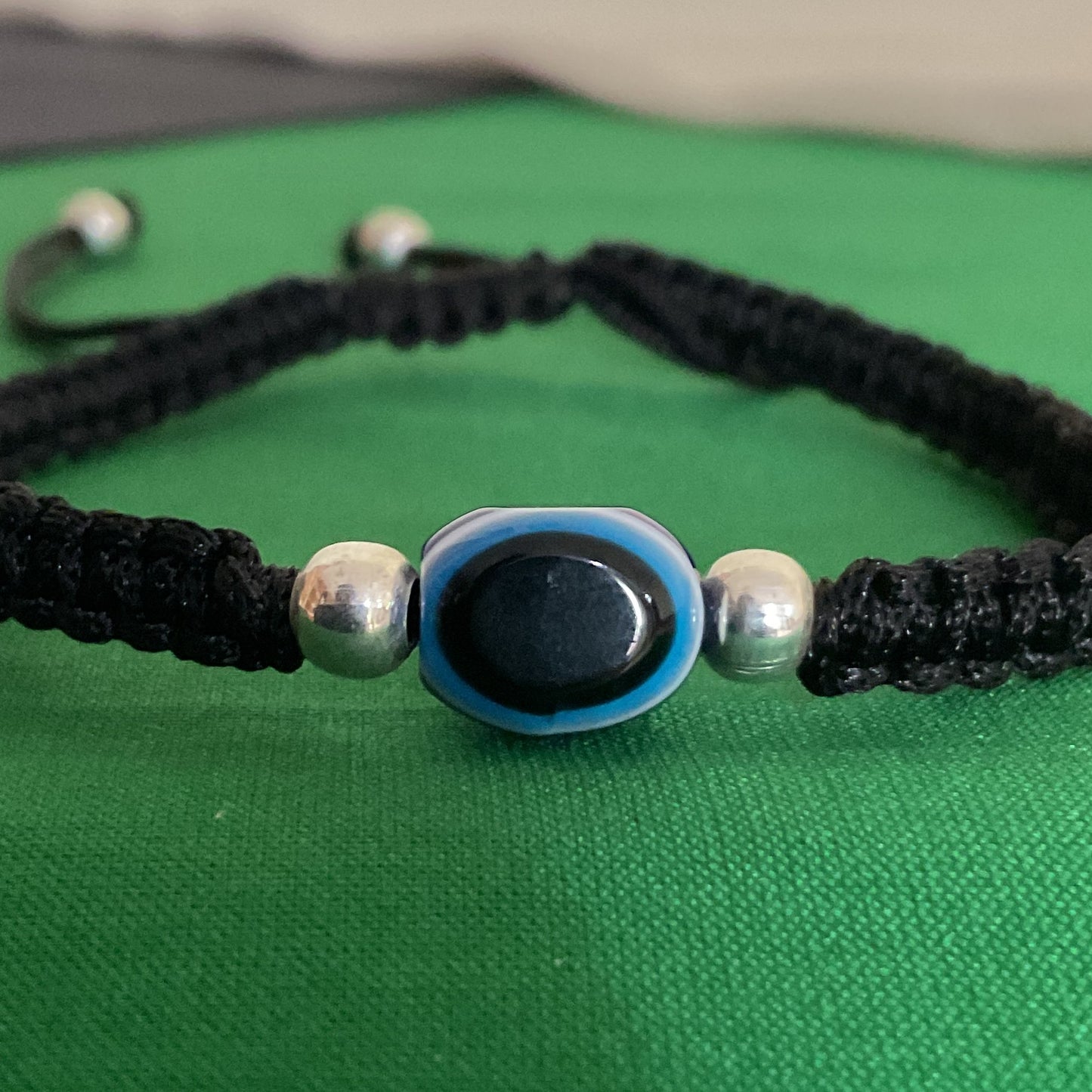 Evil eye macrame adjustable pair of anklet (set of 2)