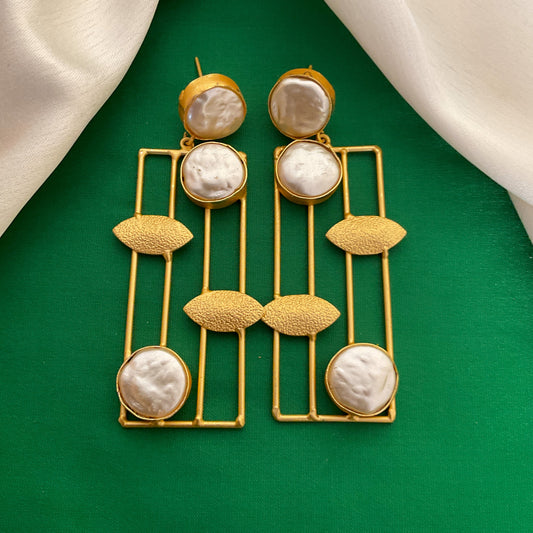 Carol baroque gold plated cage dangler earring for women