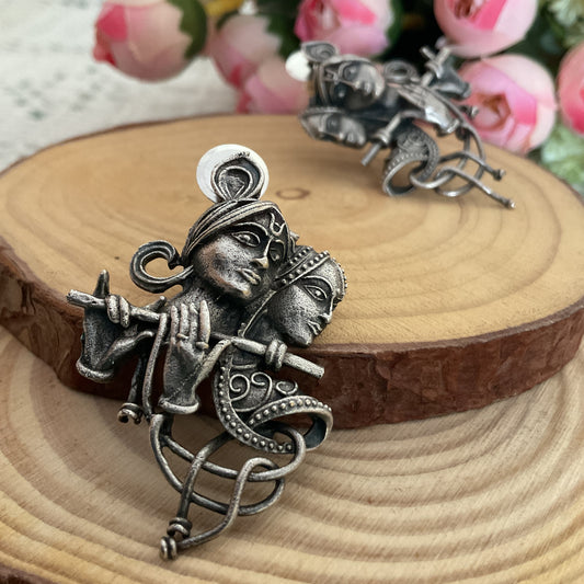 Radhamohan silver plated stud earrings