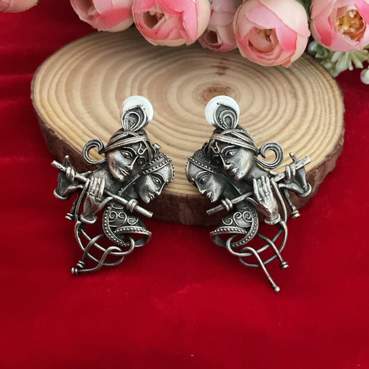 Radhamohan silver plated stud earrings