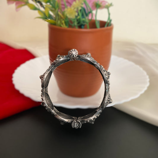 Suman silver plated flower openable kada (single)