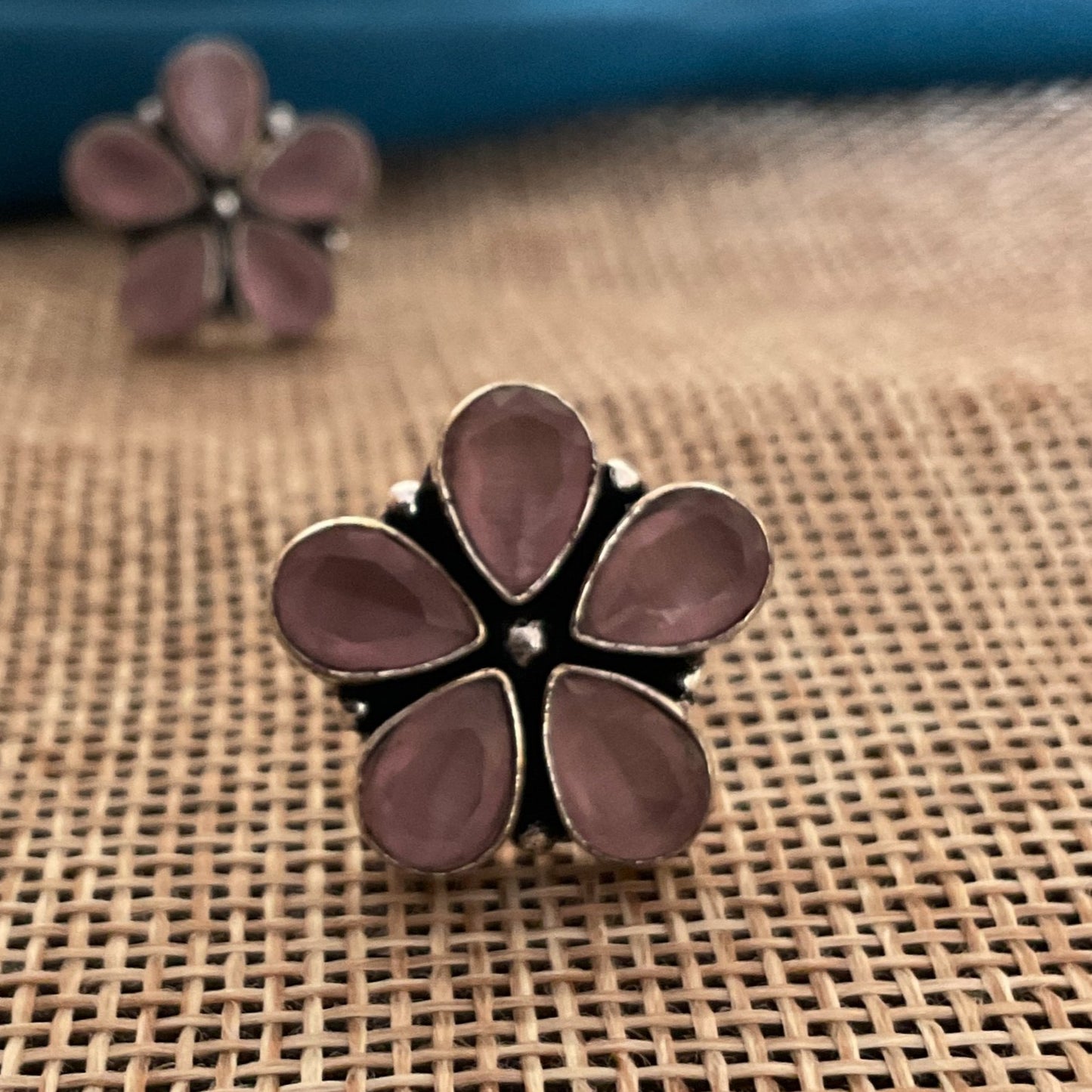 Aster flower silver plated studs