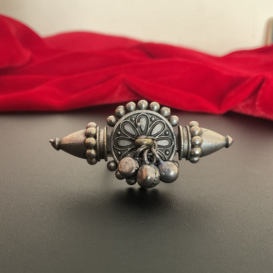 Konkana Silver Plated Ghungroo Adjustable Ring