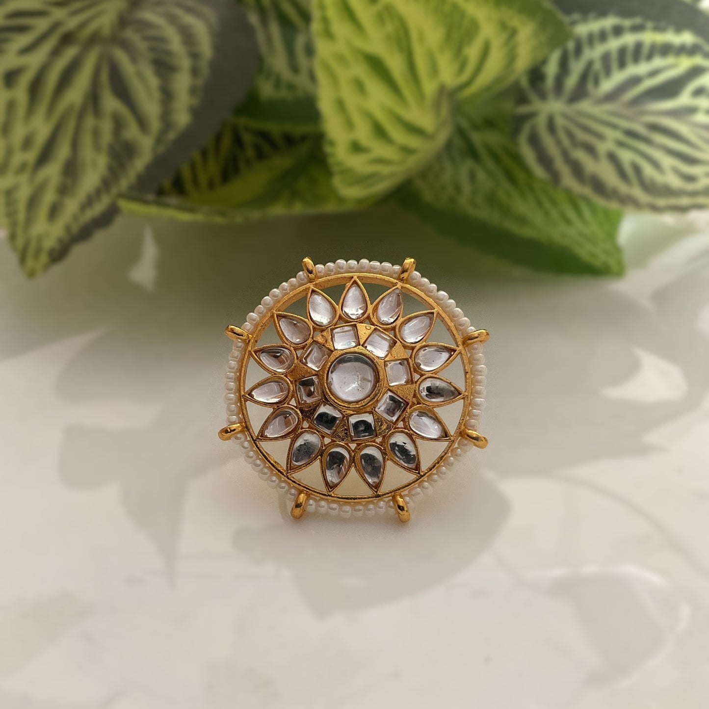 Himadri gold pearl finger ring