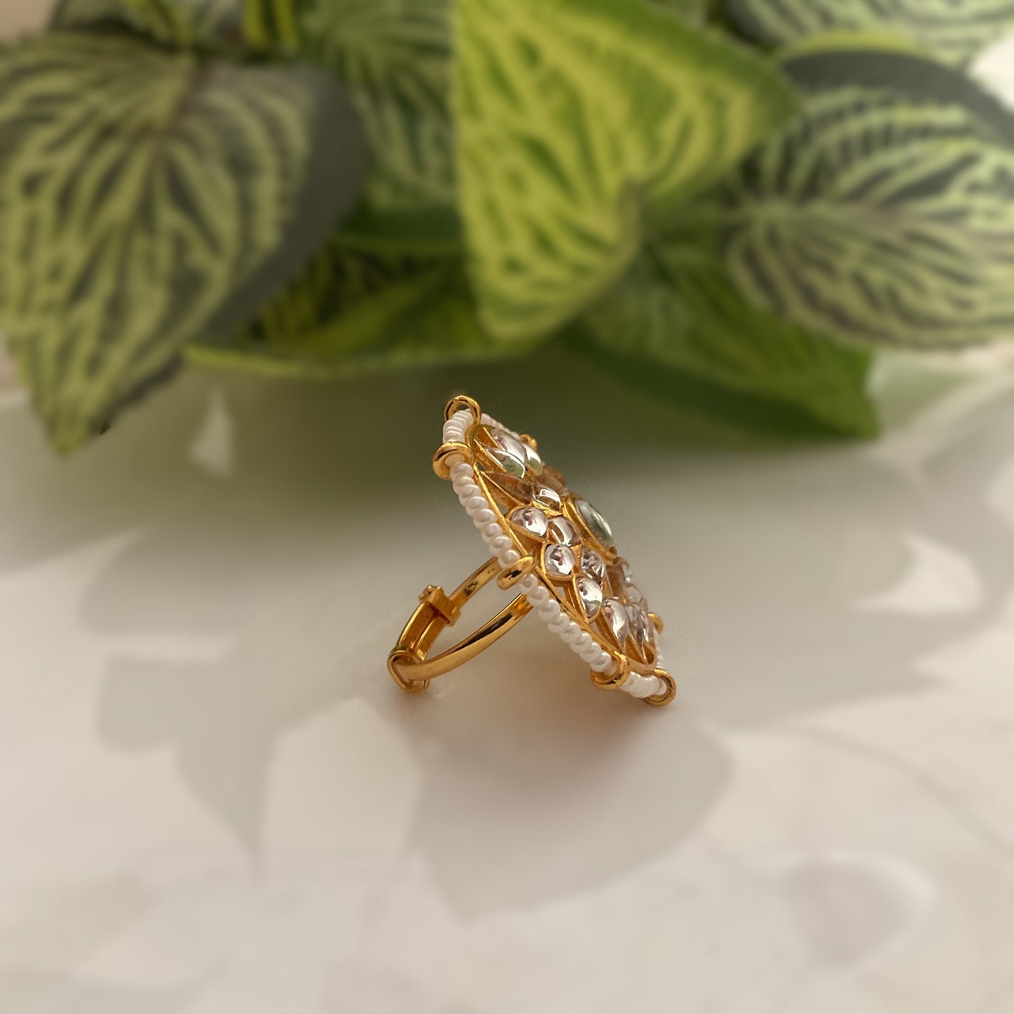 Himadri gold pearl finger ring