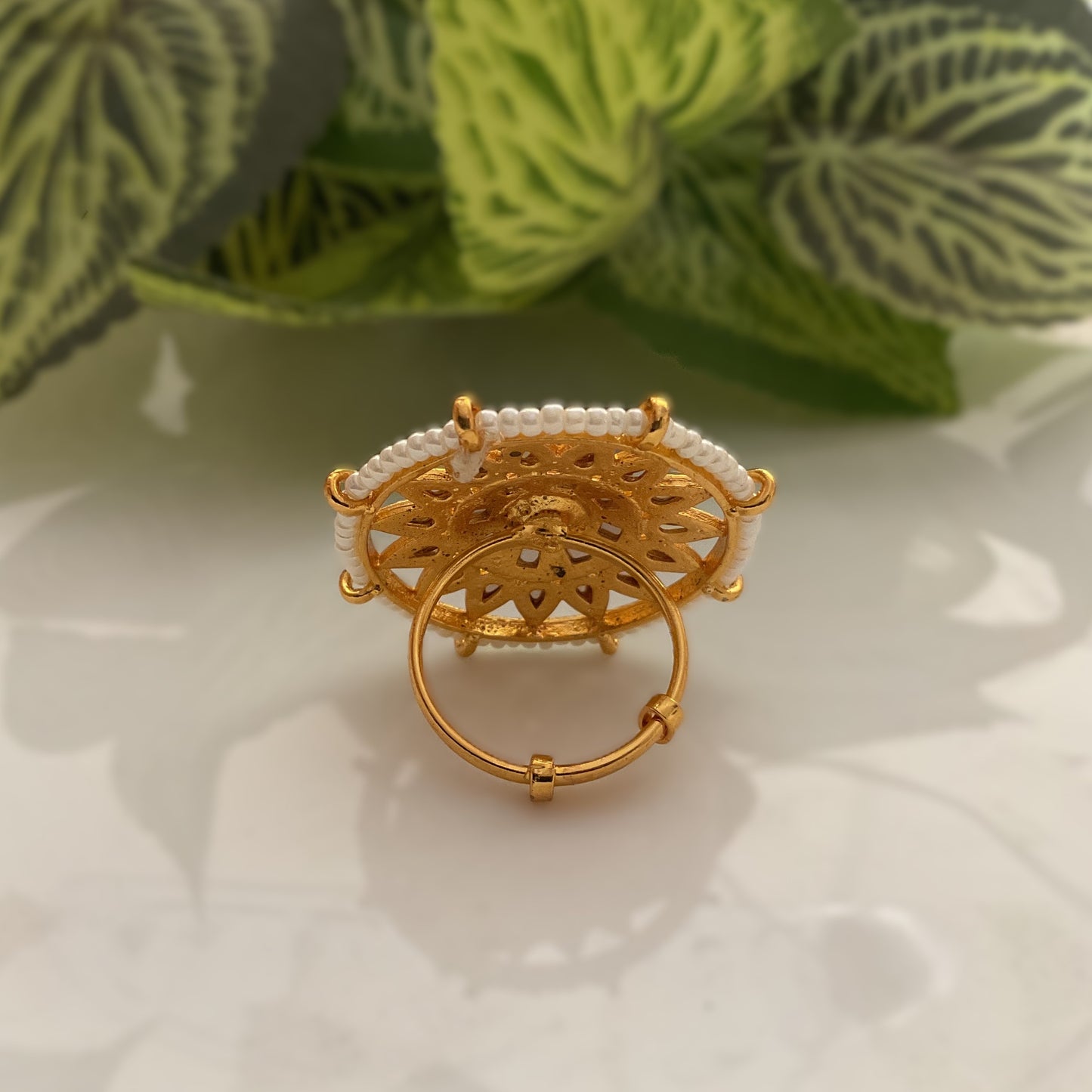 Himadri gold pearl finger ring