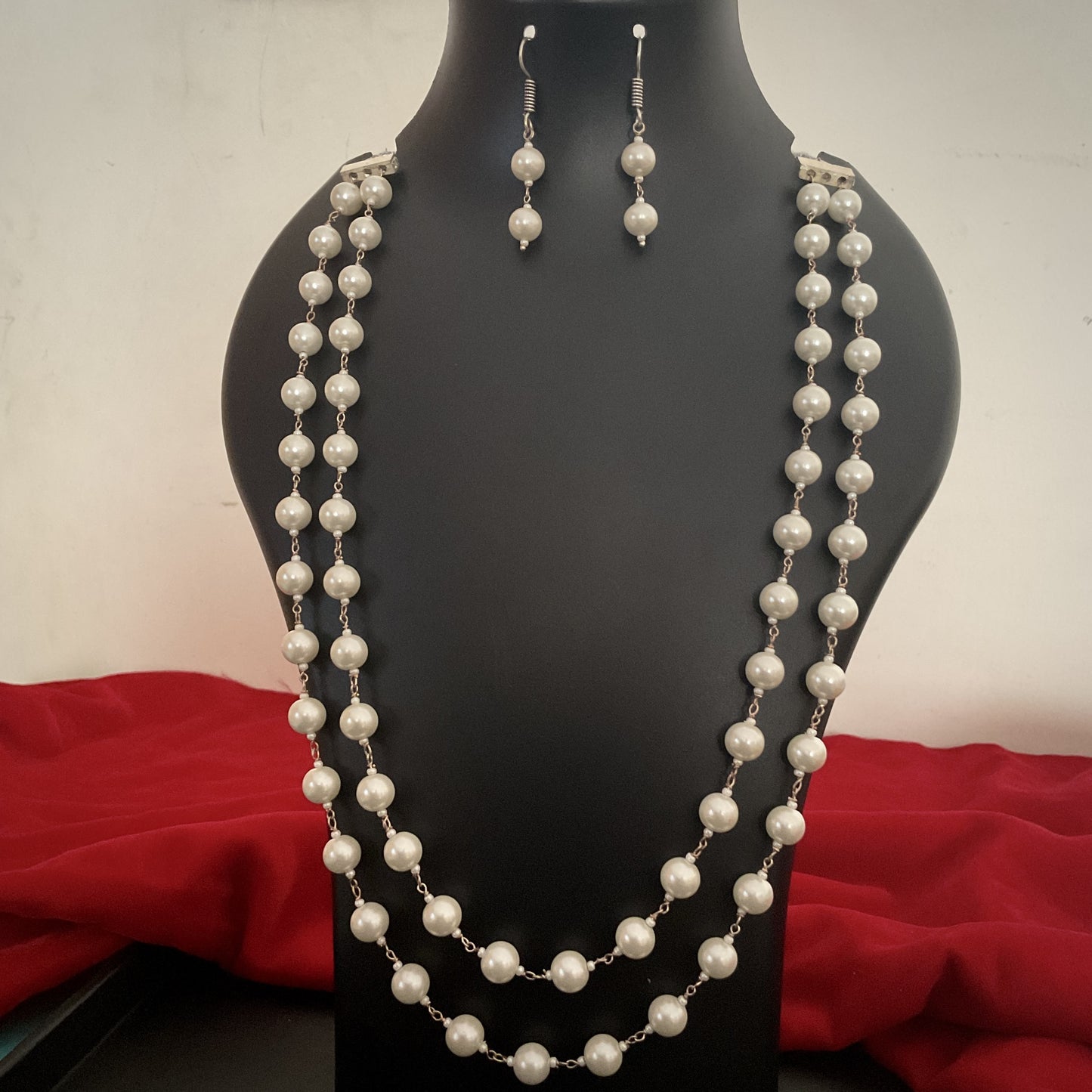 Anaya white pearl 2 layer white mala set