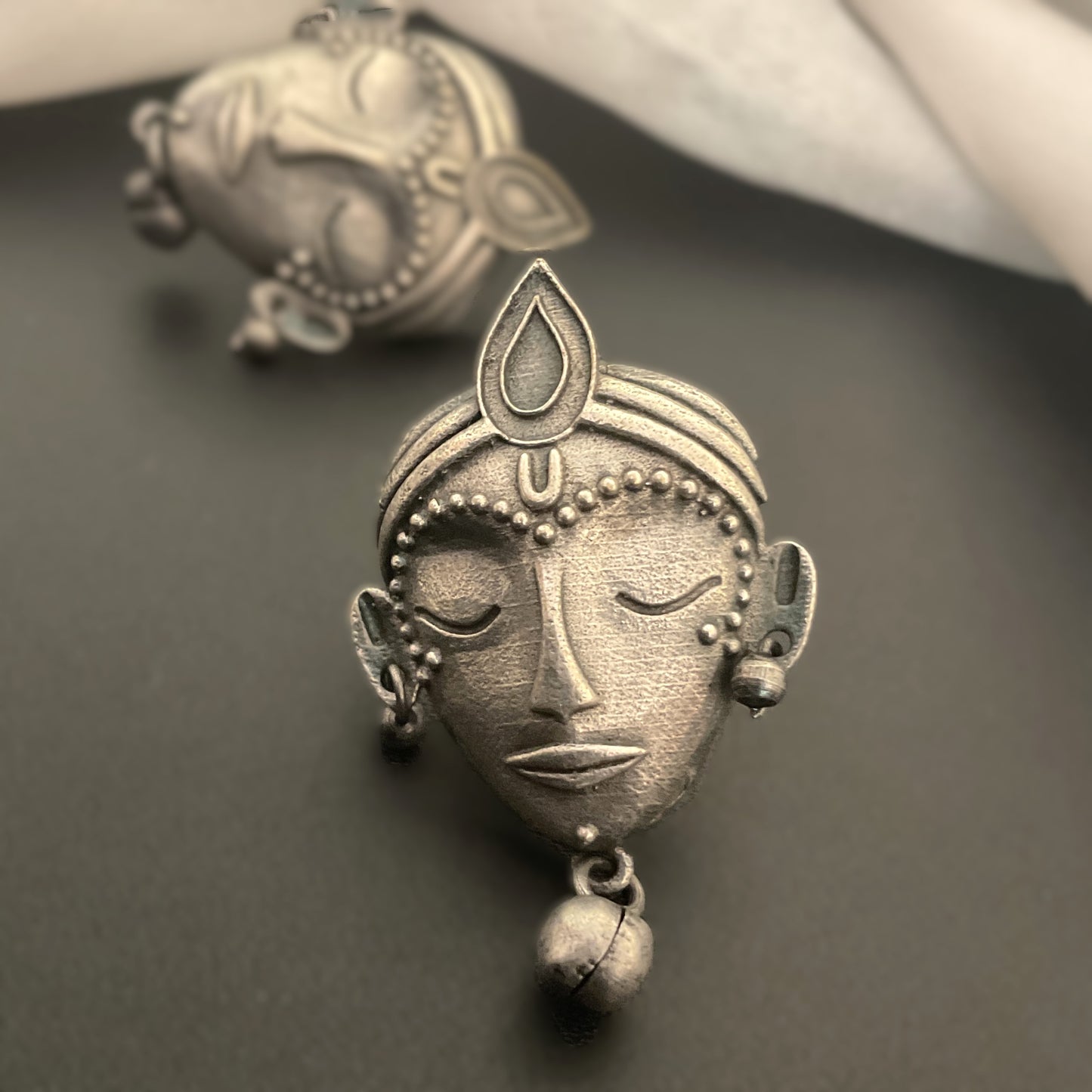 Krishna face ghungroo stud earring
