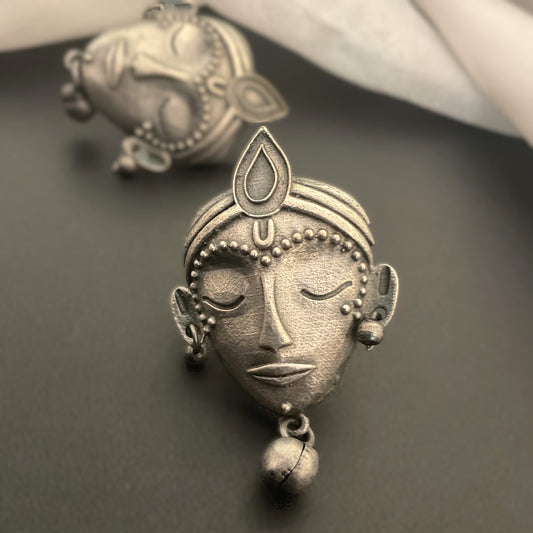 Krishna face ghungroo stud earring