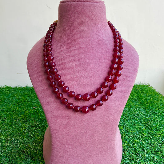 Gunjika 2 layer semiprecious stone mala necklace