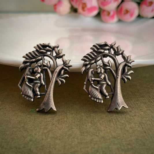 radhakrishna silver plated stud earring