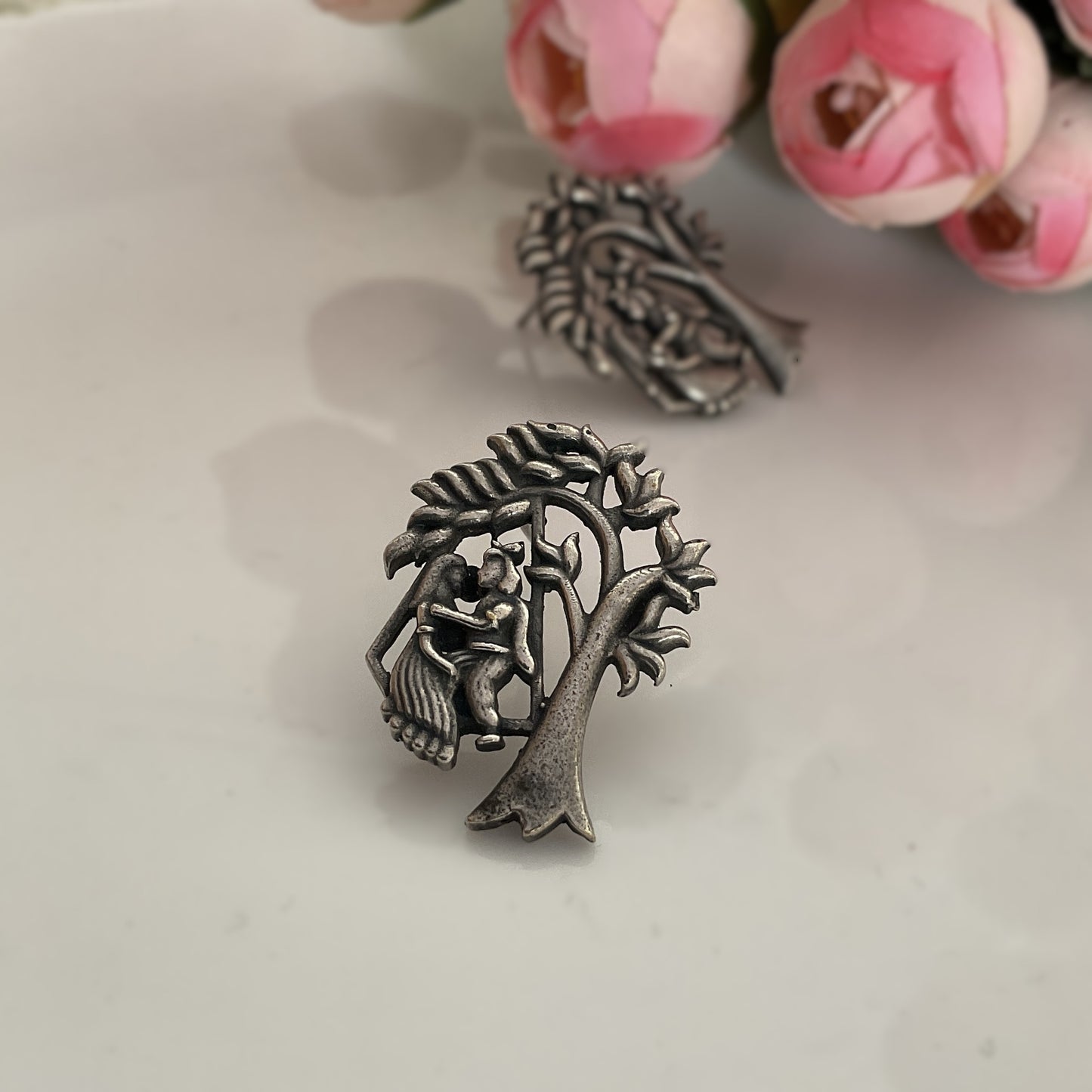 radhakrishna silver plated stud earring