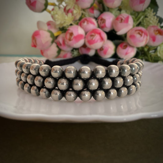 Baansuri silver plated ball choker necklace