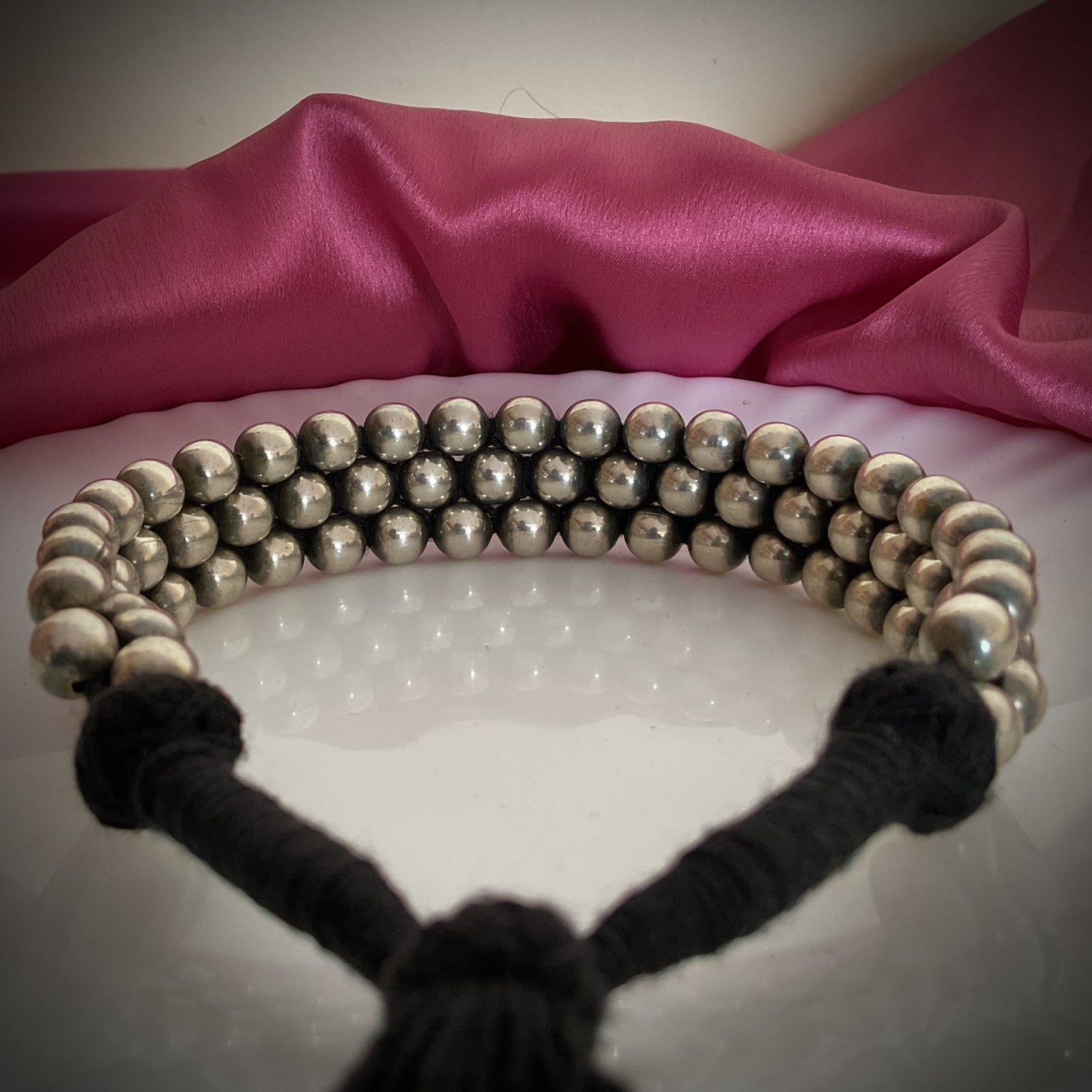 Baansuri silver plated ball choker necklace